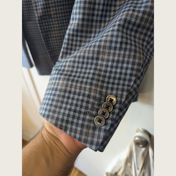 CORNELIANI - Light blue check jacket - Sz 60 - Picture 4 of 8